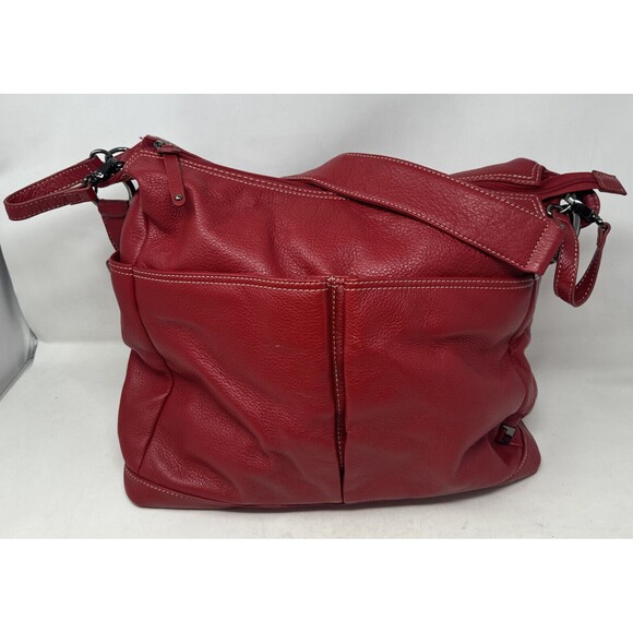 OiOi Handbags - OiOi Diaper Bag Pompeian Red Leather Two Pocket Hobo Quality Made Few Flaws